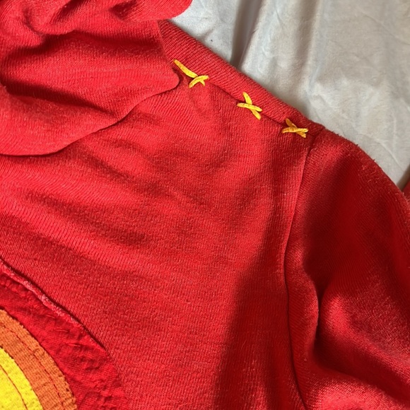 J La La Distressed Red Rainbow Hoodie Sweatshirt - Picture 3 of 9